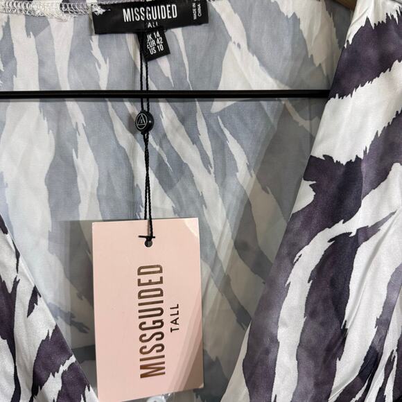 Misguided Tall Knot Front Zebra Print Crop Top Size 10 New - Picture 2 of 7